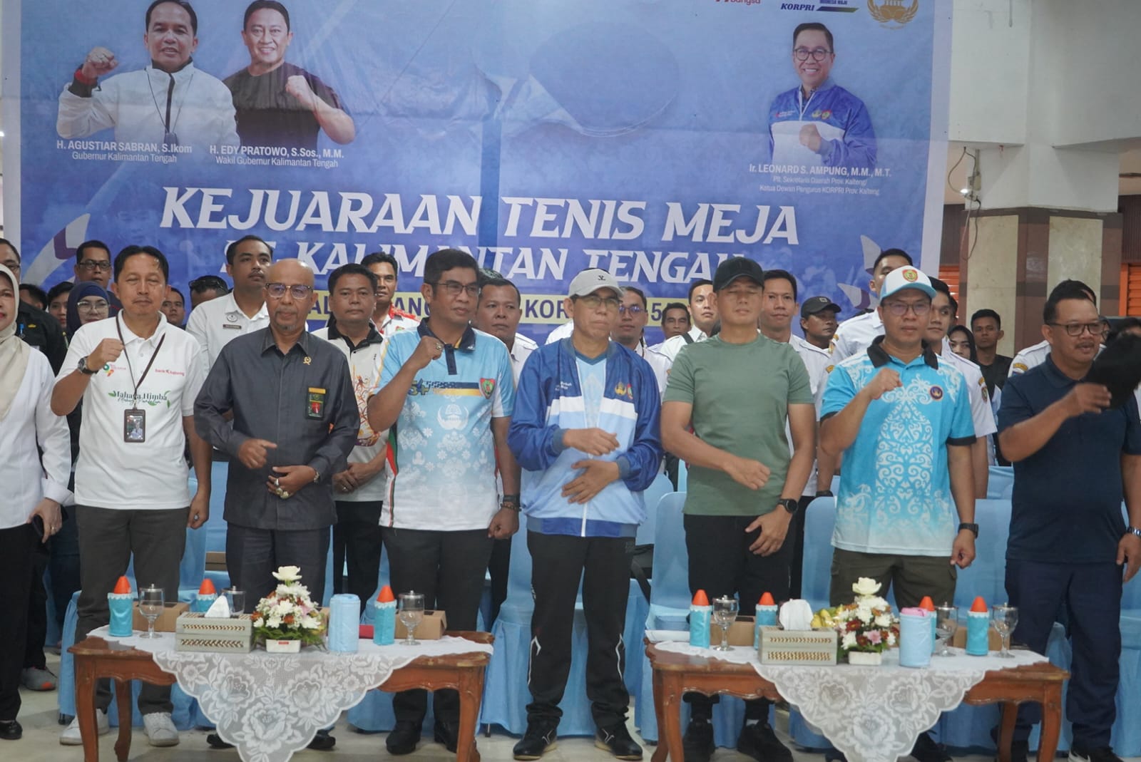 Peringati HUT KORPRI ke-54, Resmi Dibuka Kejuaraan Tenis Meja Se-Kalteng