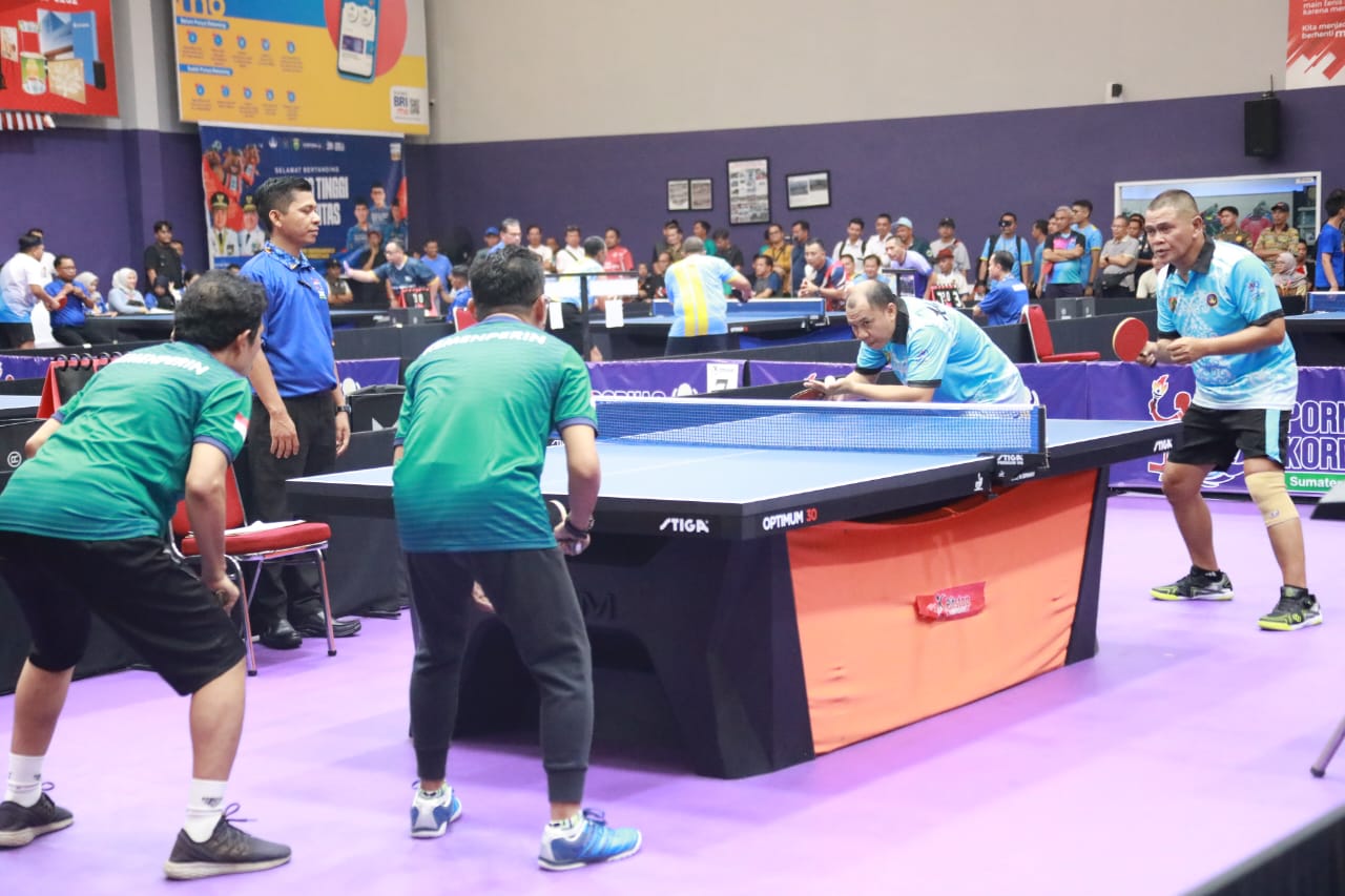 Tim Kalteng Pada Cabang Olahraga Tenis Meja Eksekutif Lolos 16 Besar PORNAS Korpri XVII Tahun 2025