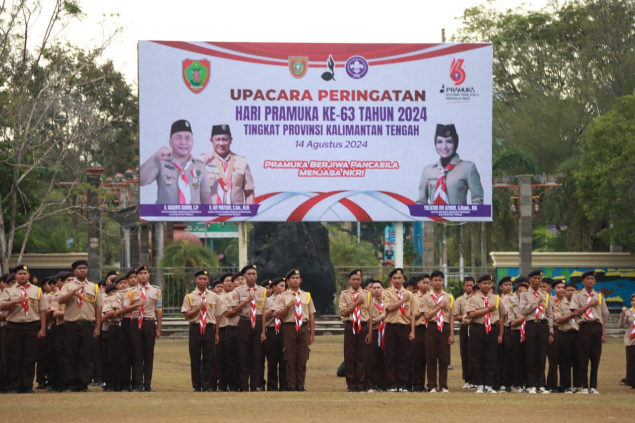 Ketua Kwartir Daerah Gerakan Pramuka Prov Kalteng Ivo Sugianto Sabran Pimpin Upacara Peringatan Hari Pramuka Ke-63 Tingkat Prov. Kalteng