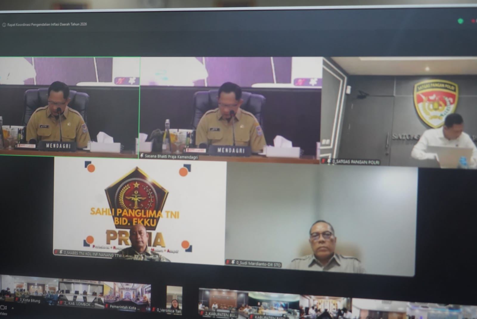 Staf Ahli Gubernur Yuas Elko Ikuti Rakor Pengendalian Inflasi Daerah Bersama Mendagri