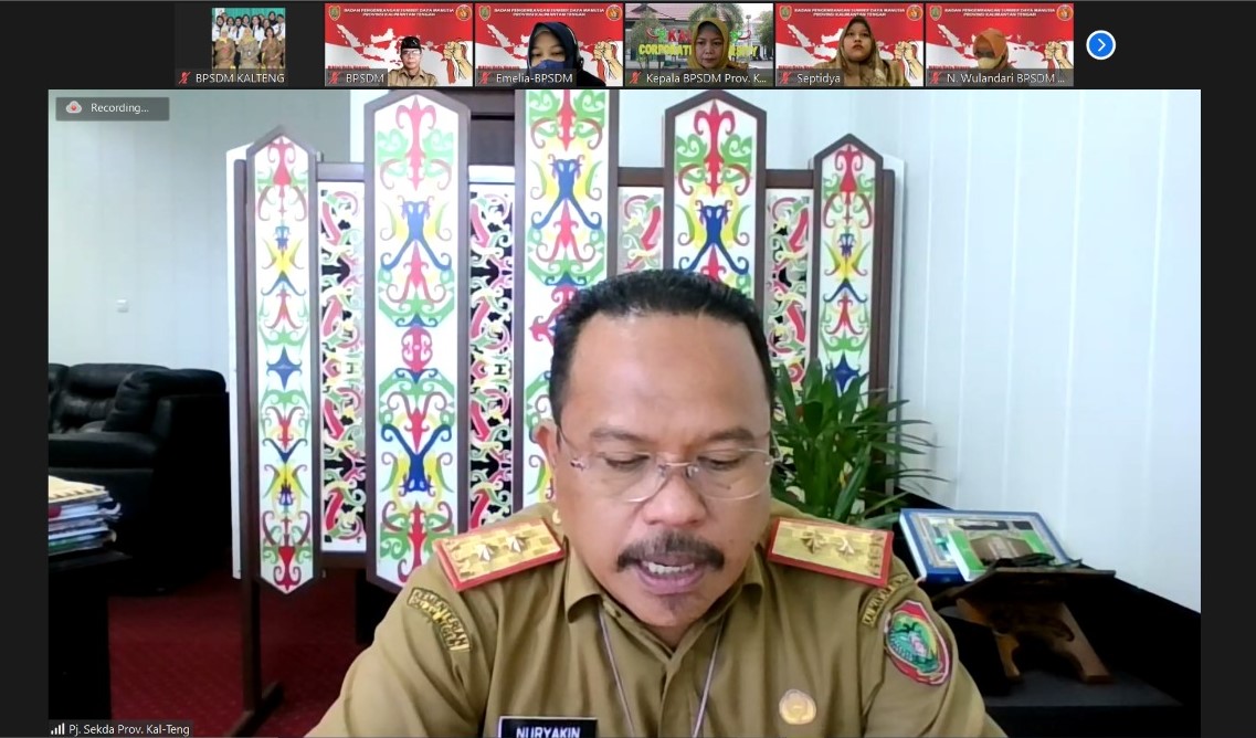 Pj. Sekda Kalteng Buka Diklat Bela Negara Secara E-Learning di Lingkungan Pemerintah Provinsi Kalimantan Tengah Tahun 2021