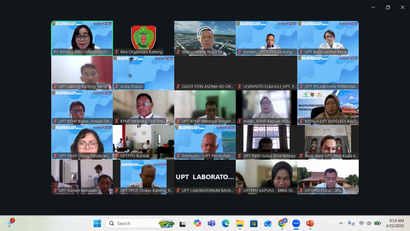 Biro Organisasi Pemprov Kalteng Laksanakan Evaluasi UPTD dan Cabang Dinas