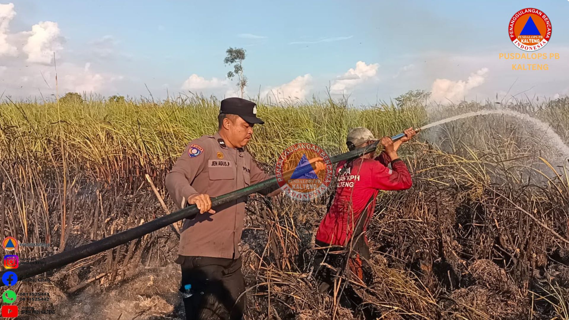 Petugas Gabungan Pemadam Karhutla Berupaya Lakukan Pemadaman Hingga ke Bawah Lahan Gambut yang Terbakar