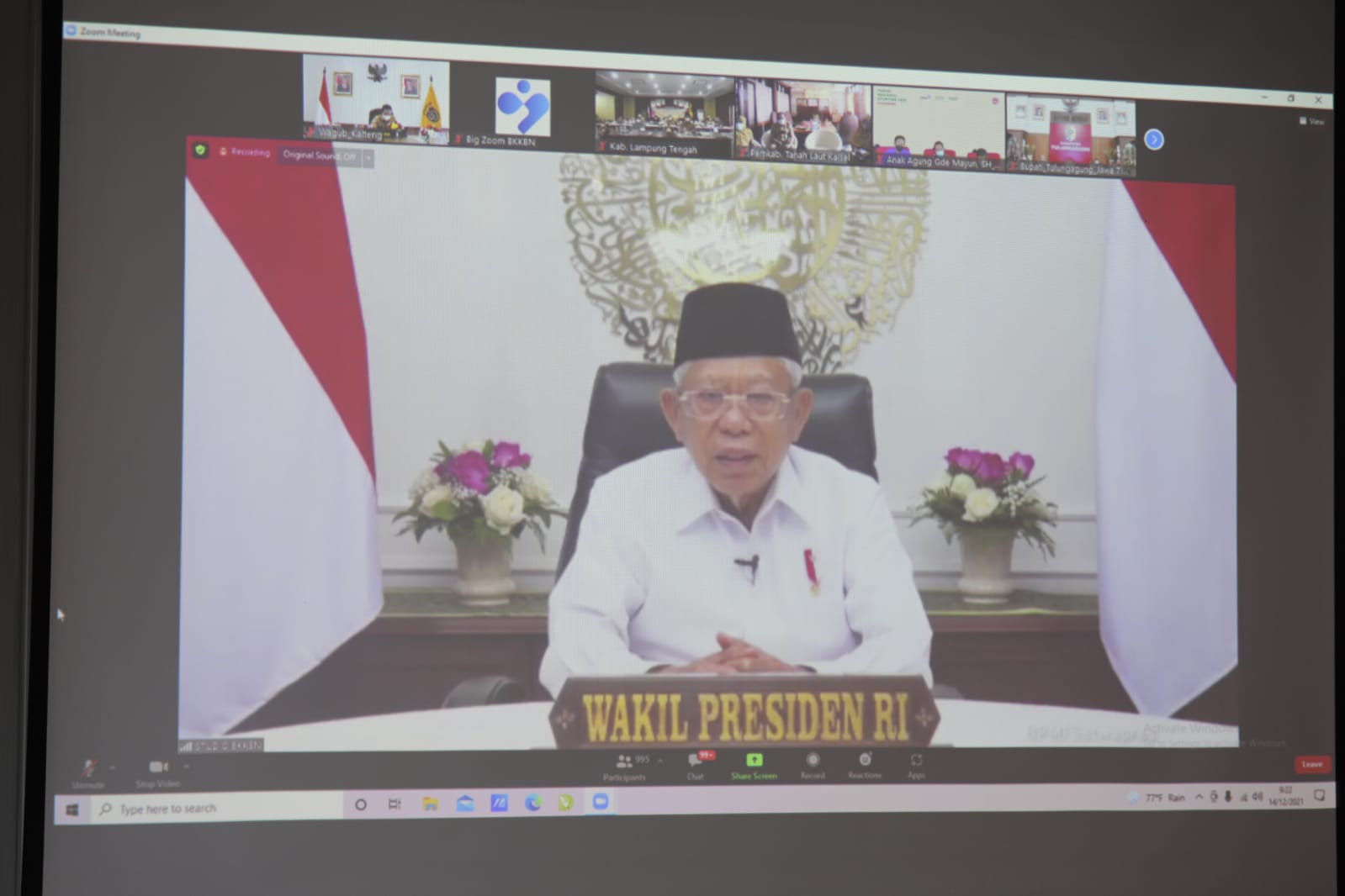 Wakil Gubernur Prov. Kalteng H. Edy Pratowo Hadiri Forum Nasional Stunting Secara Virtual